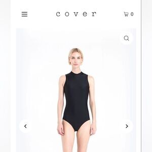 NWT COVER One Piece UPF 50 Swim Suit Sleeveless Mock Neck Zipper Back